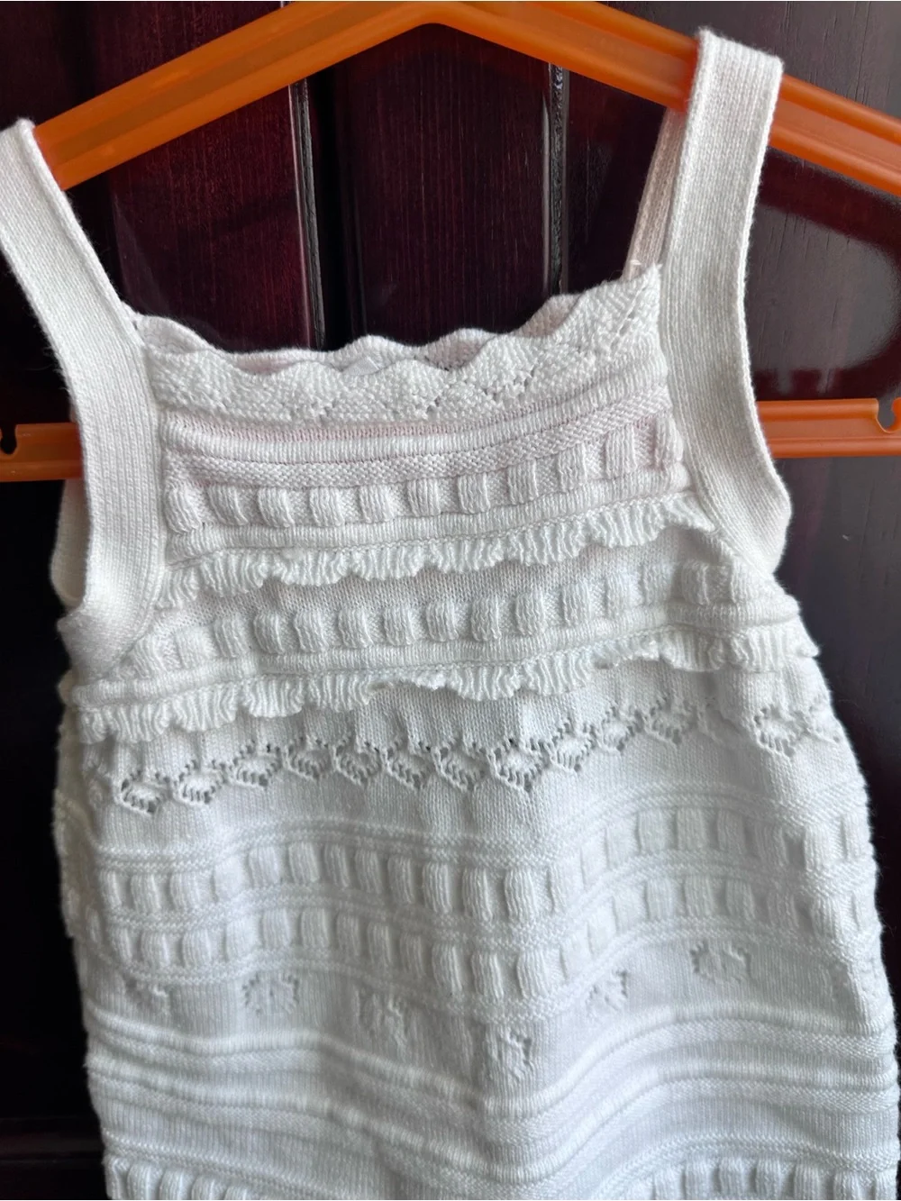 Baby Gap White Knit Baby Romper - Textured Crochet Detail